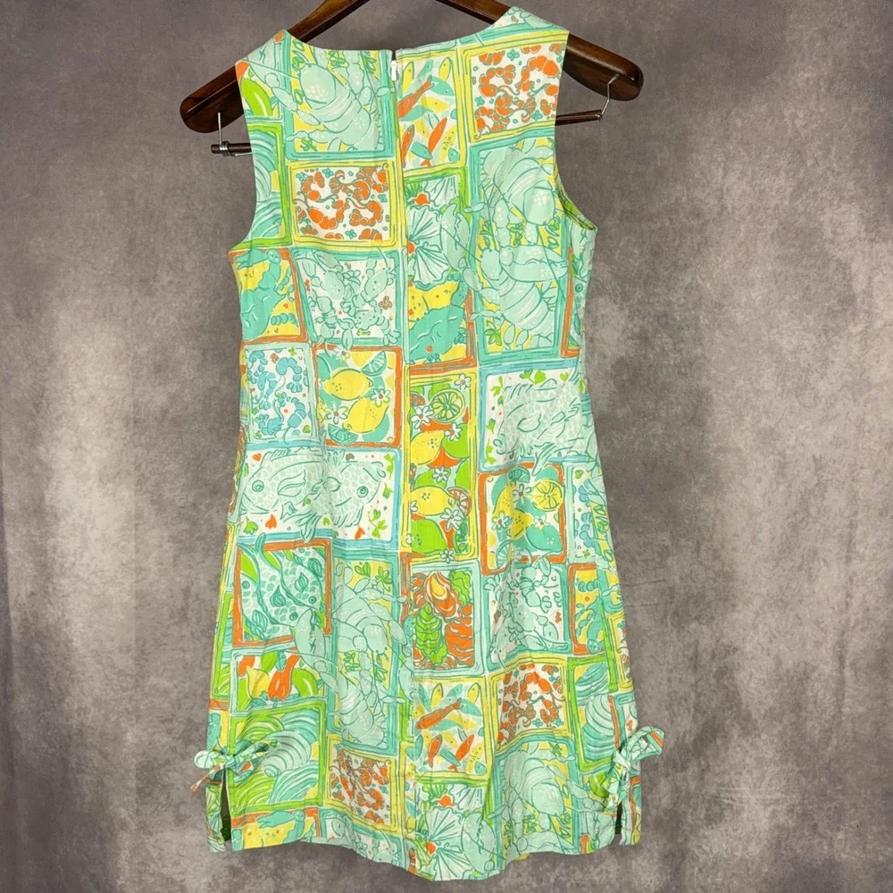 Lilly Pulitzer Shift Dress Cotton Sea Life Tropical Print Size 2 Green Multi - Picture 2 of 6